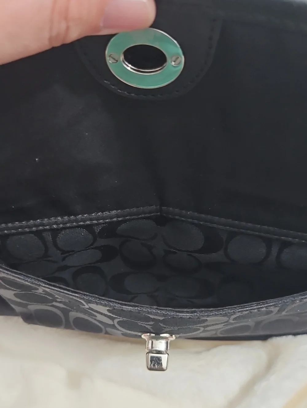 Coach Signature File Crossbody Shoulder Bag Black Jacquard Canvas Leather F25372
